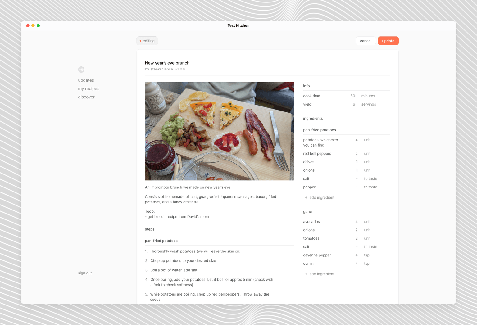 Recipe page